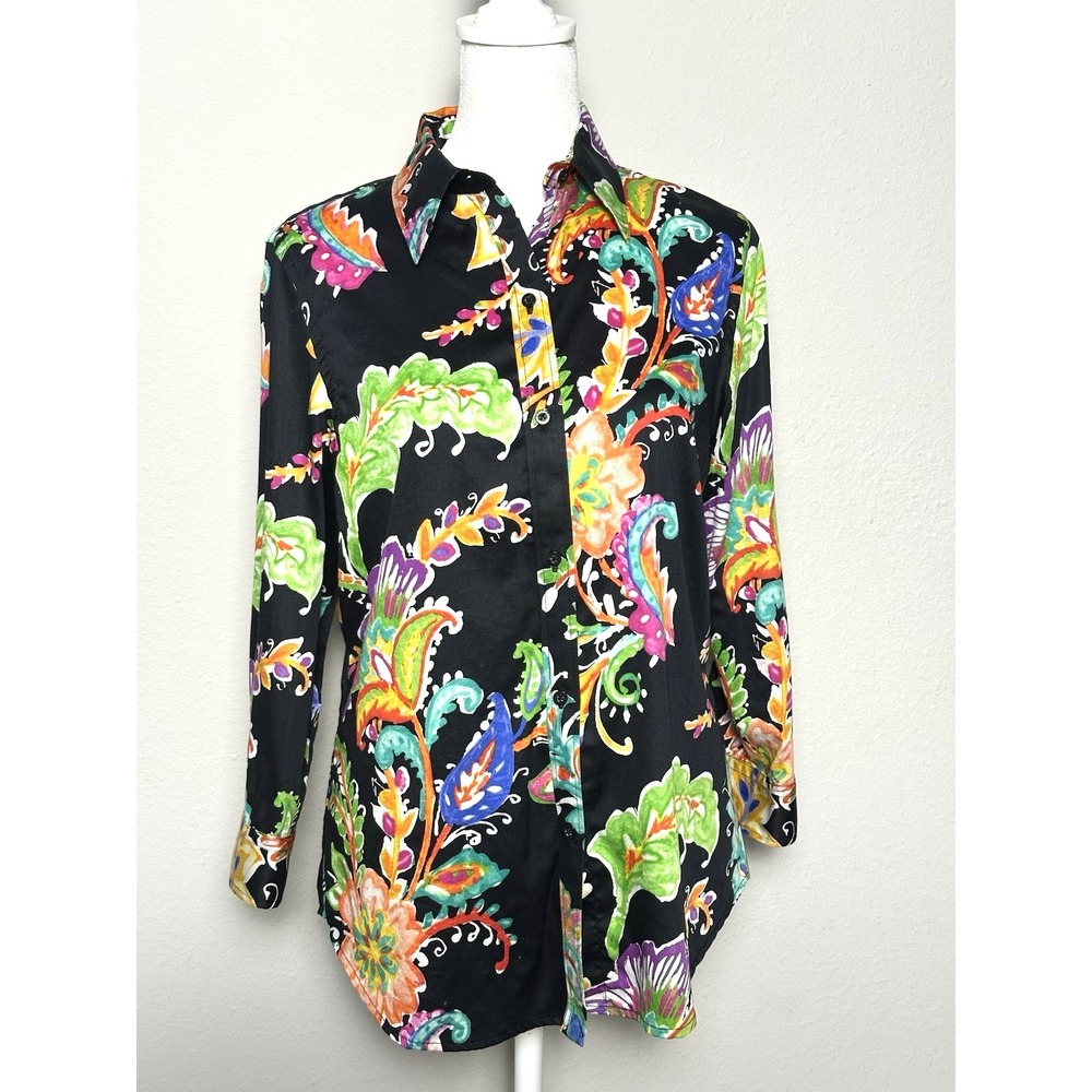 Lauren‎ Ralph Lauren Blouse Women PM Petite Floral Paisley Cotton Blouse